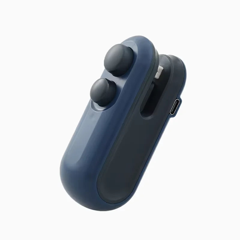 Hnventis 2-in-1 rechargeable mini bag sealer with cutter, portable thermal plastic bag sealing machine for food storage.