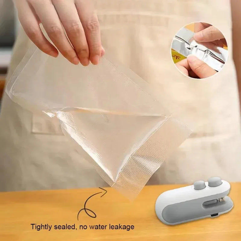 Hnventis 2-in-1 rechargeable mini bag sealer with cutter, portable thermal sealer for plastic food storage bags, compact and easy to use